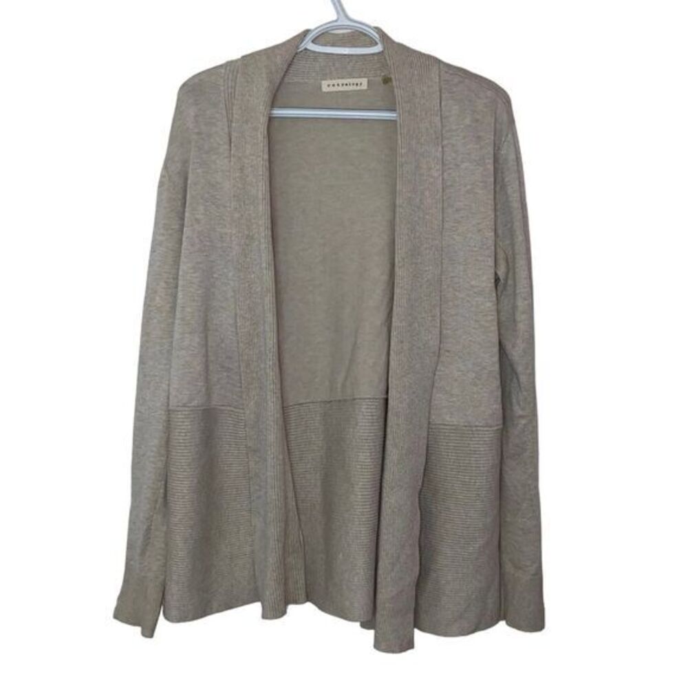 Retrelogy Women's Open Front Cardigan Size Medium Tan‎ Ribbed Office Sweater